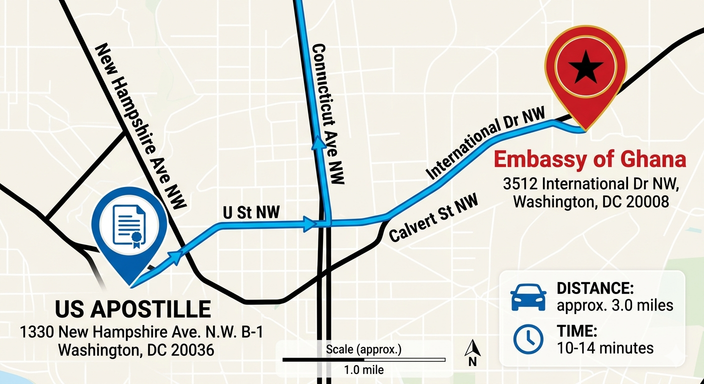 Map of Ghana Embassy Legalization & Authentication Services